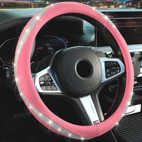 Diamond Steering Wheel Cover，with Bling Crystal Rhinestone, Delicate and Anti-Slip Sparkly Sedan Steering Wheel Cover ，Adaptable to 14.5-15 inches Steering Wheel