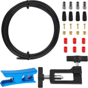 Swpeet 25Pcs 2500mm Bicycle Hydraulic Disc Brake Hose with Bicycle Hydraulic Hose Fitting Insert Tool and Hydraulic Hose Cutter Complete Kit, Install Brake Olive and Inserts for BH59 Bike