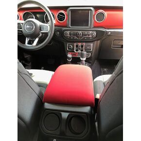 Koverz Neoprene Console Cover Armrest Pad with Keyhole Compatible with Jeep Wrangler JL JLU Gladiator JT Sahara Sport Rubicon Unlimited 2018 to Present - Black | See Install Notes & Video