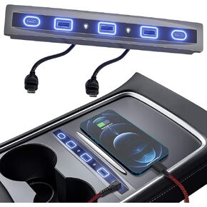 محور USB LED 5 في 1 مناسب لـ Tesla 2021 2022 2023 Model 3 Model y محطة إرساء متوافقة مع مستشعر ذكي لوحدة التحكم المركزية، ملحقات مطورة in Kuwait