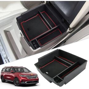 Compatible With 2022 2023 2024 Kia Carnival MPV Center Console Organizer Carnival 2023 2024 Accessories ABS Black Materials Tray Armrest Box Glove Secondary Storage Box with USB Hole(White)
