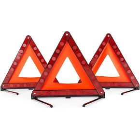 DEDC Warning Triangle DOT Approved 3 Pack, Identical to United States FMVSS 571 125, Safety Triangles DOT Approved, Reflective Warning Road Safety Triangle Kit