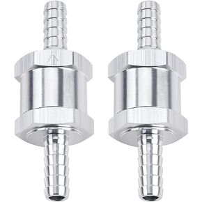 2 Packs 1/2" 12mm Aluminium Alloy Non Return One Way Fuel Line Check Valve Sliver
