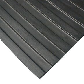 Rubber-Cal 03_168_W_WR_04 Wide Rib Corrugated Rubber Floor Mat, 3 mm Thick x 4' x 4' Utility Runner, Black