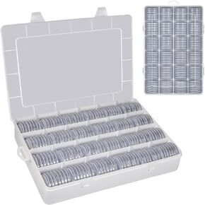 168 Pcs 46mm Coin Capsules Case with Foam Gasket and Plastic Storage Organizer, Coin Holder for Collectors, 8 Sizes (16 20 25 27 30 35 40 46mm). Coin box for Coin Collection Supplies Only-Black Gasket
