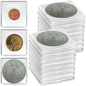 Coin Snap Holders, 20 Pieces Silver Dollar Coin Holder, Coin Capsule Storage Box with 5 Size (20/25/30/35/40 mm) Adjustable Gaskets, Coins Collection Supplies for Collectors-(Black, 20 pcs)