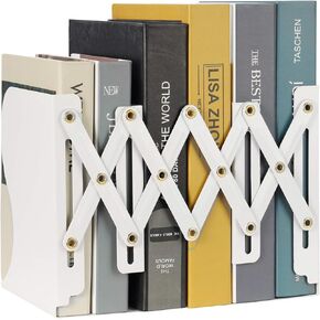 Adjustable Bookends, Metal Iron Bookends, Expandable Bookcase Bookend Stand Holder Book Storage Rack, Heavy Book Ends for Office Desk, Shelf, Stationery, Extends up to 19 inches (Black)
