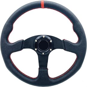 12.5" D Shape Car Racing Steering Wheel Suede Leather Flat Drift Sports Steering Wheel With Aluminum Bracket and Horn Button…