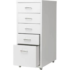 MIOCASA 5 Drawer Metal File Cabinet Mobile Underdesk Chest for Home Office (Pink)