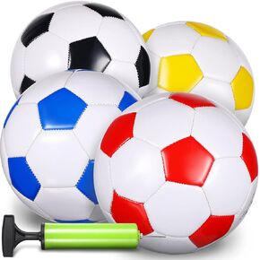 4 Pack Soccer Ball with Pump, Size 2 Size 3 Outside Sport Soccer Ball Toys Cute Machine Stitched Ball Toys for Game Training Practice Operation Christmas Soccer Ball Bulk