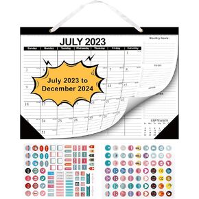 تقويم حائط 18 شهرًا - من يوليو 2023 - ديسمبر 2024، مخطط شهري 2023-24 تقويمات مكتبية مقاس 17 بوصة × 12 بوصة، تقويم كبير مع زاوية للتخطيط والتنظيم للمنزل والمكتب in Kuwait