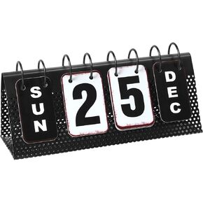 EruiYin Metal Desk Calendar Standing Flip, Desktop Perpetual Flip Calendar with Large Display, Farmhouse Vintage Daily Flip Calendar for Home Office Decor, Reusable Yearly