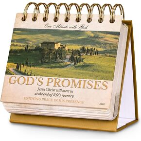 Desk Calendar - Christian Gifts/Religious Gifts for Women, Bible Gifts, 4.8" x 5.5", 365 Days of Inspriational Quotes, Flip Calendar for Desk with Thick Paper, Twin-Wire Binding - Promises