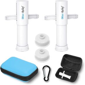 Bug Bite Itch Relief Suction Tool 2 Packs with Carrying Case Blue & Carabiner Clip | Vacuum Venom Extractor | Kid Friendly Nature Reduce for Bug Bite & Sting for Hiking Camping & Outdoor Activities