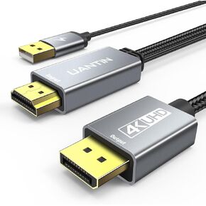 Active HDMI to DisplayPort Cable (4K 60Hz,1080p 120Hz) Uni-Directional HDMI 2.0 to DP 1.2 Adapter for Monitor 6FT HDMI to Display Port Cord Compatible with PC,Laptop,AMD,NVIDIA,PS5 and More