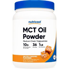 Nutricost Premium MCT Oil Powder (1 LB) (Salted Carmel) - Best for Keto, Ketosis, and Ketogenic Diets - Non-GMO and Gluten Free, Medium Chain Triglyceride