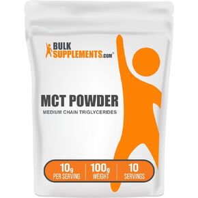 BulkSupplements.com MCT Powder - Medium Chain Triglycerides, from MCT Coconut Oil, MCT Oil Powder - MCT Supplement for Energy - Gluten Free, 10g per Serving, 100g (3.5 oz) (Pack of 1)