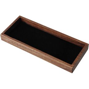 Wood Pen Tray Desktop Office Storage Box Coin Keys Holder