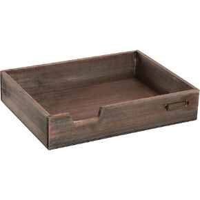 MyGift® Distressed Brown Vintage Wood Paper Tray, Office Desktop Document, File Folder, Magazine Holder Tray