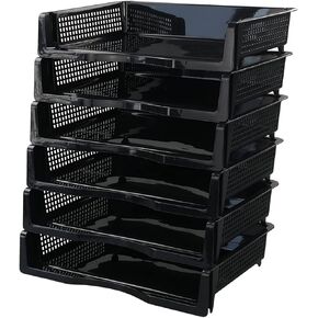 Wekioger Plastic Paper Organizer Tray, Stackable File Document Basket Tray, 6 Packs