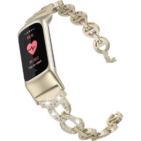 Wearlizer Compatible with Fitbit Fitbit Charge 6/Charge 5 Bands, Adjustable Premium Metal Straps Bling Bracelet Dressy Wristbands Cute Accessories Replacement Bands for Fitbit Fitbit Charge 6/Charge 5 Bands for Women