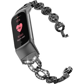 Wearlizer متوافق مع Fitbit Fitbit Charge 6/Charge 5 Bands، أشرطة معدنية فاخرة قابلة للتعديل وأساور معصم أنيقة وإكسسوارات لطيفة لأحزمة بديلة لـ Fitbit Fitbit Charge 6/Charge 5 Bands للنساء