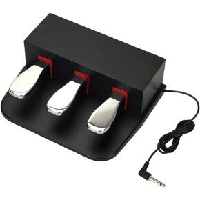 The Piano 3 sustain pedal 6.35mm 1/4 Inch Plug Universal for Electronic Keyboards and Digital Pianos, Electric piano, MIDI Keyboards,Synthesizer, With 3.5mm to 6.35mm female jack adapter (Black)