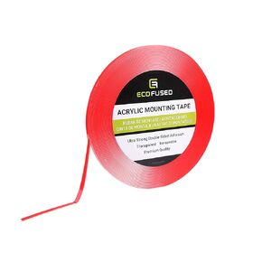 Eco-Fused Acrylic Mounting Tape - 1/4" x 12.6 Yards - Ultra Strong Double-Sided Adhesion - Transparent - Removable - All Types of Surfaces - Weatherproof - for Indoor and Outdoor