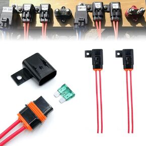 partsPTT IP67 Waterproof in-Line ATO/ATC Blade Fuse Holder 30A with Cover, 12 AWG Wire, Automotive & Marine for Small Boats, Fishing Boats, Speedboats, Outboard Circuits (2 Pack) in Saudi Arabia