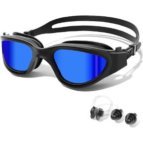 Swim Goggles, Tenfold Long-lasting Anti Fog Swimming Goggles for Adult Men Women, No Leakage with Nose Clip Earplugs