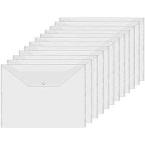 48 PCS Clear Plastic Envelopes, Poly Envelope with Snap Closure Waterproof File Folder for School Home Office, A4 Size