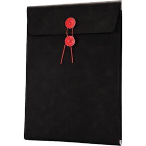 Enyuwlcm PU Leather A4 File Folder Document Holder Filing Envelope Project File Portfolio with String Tie Closure 3/4 Inch Expansion Black