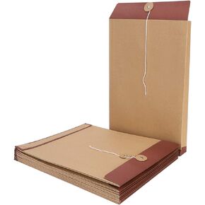 10Pcs Kraft Paper String Envelopes A4 Gussetted Document File Folders Bills File Organizer Bag with Button String Closure