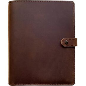 Genuine Leather Binder Portfolio, 6 Ring Binder Organizer with Inner Pockets and Pen Holder, A5