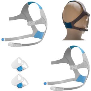 2-Pack Premium CPAP Headgear Strap Replacement for AirFit F20/AirTouch F20 Mask - Durable, Comfortable, and Breathable with Magnetic Clips, Large, Blue & Gray