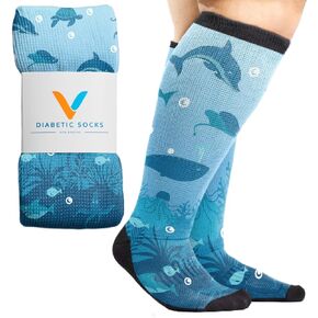 Viasox Diabetic Socks for Men & Women, Non Binding Top, Seamless Toe, Loose Fit