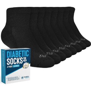 Doctor's Select Diabetic Socks for Men - 4 Pairs Diabetic Ankle Socks for Men | Neuropathy Socks for Men | Diabetes Socks