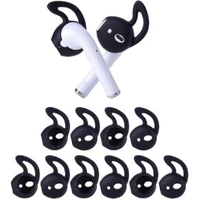 OneCut 5 Pairs Silicone Ear Tips Compatible for AirPods 1&2,Silicone Soft Anti-Slip Sport Earbud Tips, Anti-Drop Ear Hook Gel Headphones Earphones Protective Accessories Tips (Black)