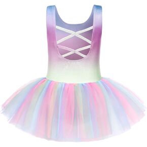 Arshiner Little Girls Sparkly Sequin Ballet Skirted Leotards Tutu Dress Ballerina Sleeveless Dance Outfits for Kids