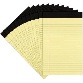 12 PCS Yellow Legal Pads 8.5 x 11-50 Sheets per Notepad, Wide Ruled Yellow Lined Note pads 8.5x11, Perforated Letter Size Writing Pads Yellow Legal Notepad for Work, Business, Home