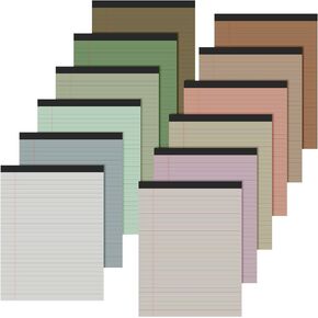 Lincia 12 Pcs Colored Legal Pad Writing Pads 8.5 x 11 Inch Wide Ruled 50 Sheets Per Notepad Micro Perforated Writing Notepad for School, College, Office, Business (Multicolor)