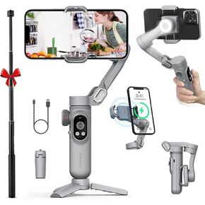 Smart X Pro Smartphone Gimbal Stabilizer Compatible for iPhone 14 13 12 11 Pro/Max, Android HD Display Focus and Zoom Control Vlog Youtuber Live Video Record with Extension Rod and Tripod