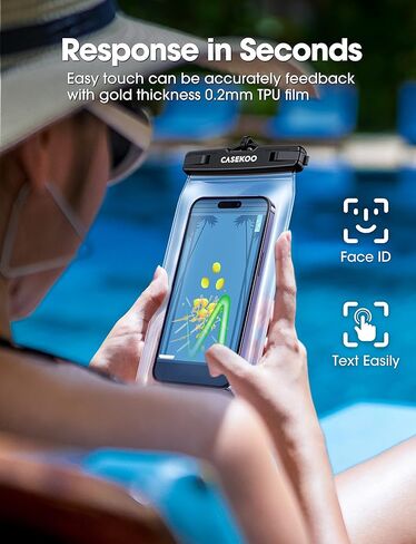 CASEKOO [لا يتسرب أبدًا ومضاد للفقد] جراب هاتف عائم مقاوم للماء [حقيبة هوائية خلفية كبيرة جدًا] جراب هاتف خلوي مقاوم للماء بطول 115 قدمًا لهاتف iPhone 14/13/12 Pro Max Samsung S23/S22 Ultra يصل إلى 8 بوصات أسود in Kuwait