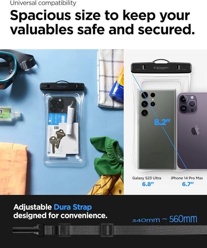 حافظات الحماية العالمية من مادة PVC العائمة من Spigen AquaShield مع IPX8 A610 المتوافقة مع iPhone وGalaxy وXiaomi وGoogle (عبوة من قطعتين) - شفاف كريستالي in Saudi Arabia