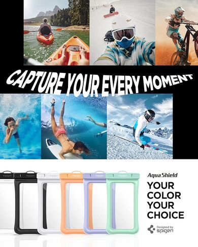 حافظات الحماية العالمية من مادة PVC العائمة من Spigen AquaShield مع IPX8 A610 المتوافقة مع iPhone وGalaxy وXiaomi وGoogle (عبوة من قطعتين) - شفاف كريستالي in Saudi Arabia