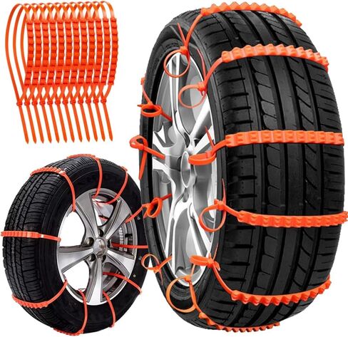 Snow chains for Car/Suvs/Trucks/Pickups with 12PCS Reusable Snow Tire Chains Universal Car Tire Chains Emergency Anti Slip Adjustable Tire Chain for Snow, Rain, Sand, Mud in Kuwait
