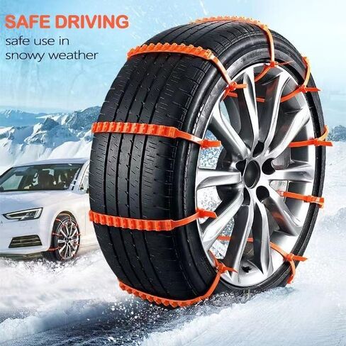 Snow chains for Car/Suvs/Trucks/Pickups with 12PCS Reusable Snow Tire Chains Universal Car Tire Chains Emergency Anti Slip Adjustable Tire Chain for Snow, Rain, Sand, Mud in Kuwait