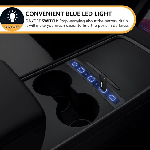 محور USB LED 5 في 1 مناسب لـ Tesla 2021 2022 2023 Model 3 Model y محطة إرساء متوافقة مع مستشعر ذكي لوحدة التحكم المركزية، ملحقات مطورة in Kuwait