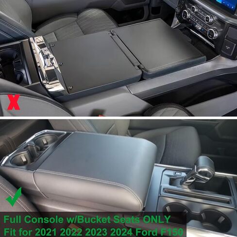 منظم وحدة التحكم المركزية متوافق مع الملحقات الداخلية 2021 2022 2023 2024 Ford F150، صينية تخزين إدراج صندوق مسند الذراع (وحدة التحكم الكاملة مع مقاعد الدلو فقط) - أسود in Saudi Arabia