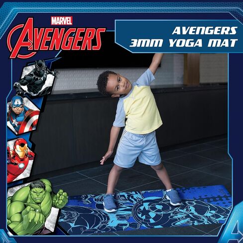 سجادة يوجا للأطفال من Marvel Avengers غير قابلة للانزلاق، سجادة للياقة البدنية والتمرين من مادة PVC لجميع الأغراض للأولاد والبنات، تتميز بوجود الرجل الحديدي وHulk وCaptain America، كحلي، 3 مم in Saudi Arabia